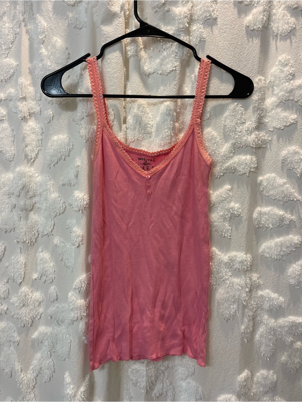 Wet Seal pink lace trim tank top